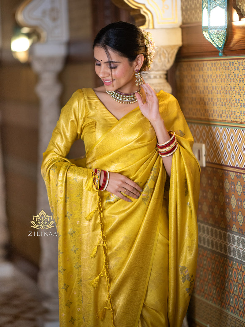 Matching jewellery for yellow silk saree 2025