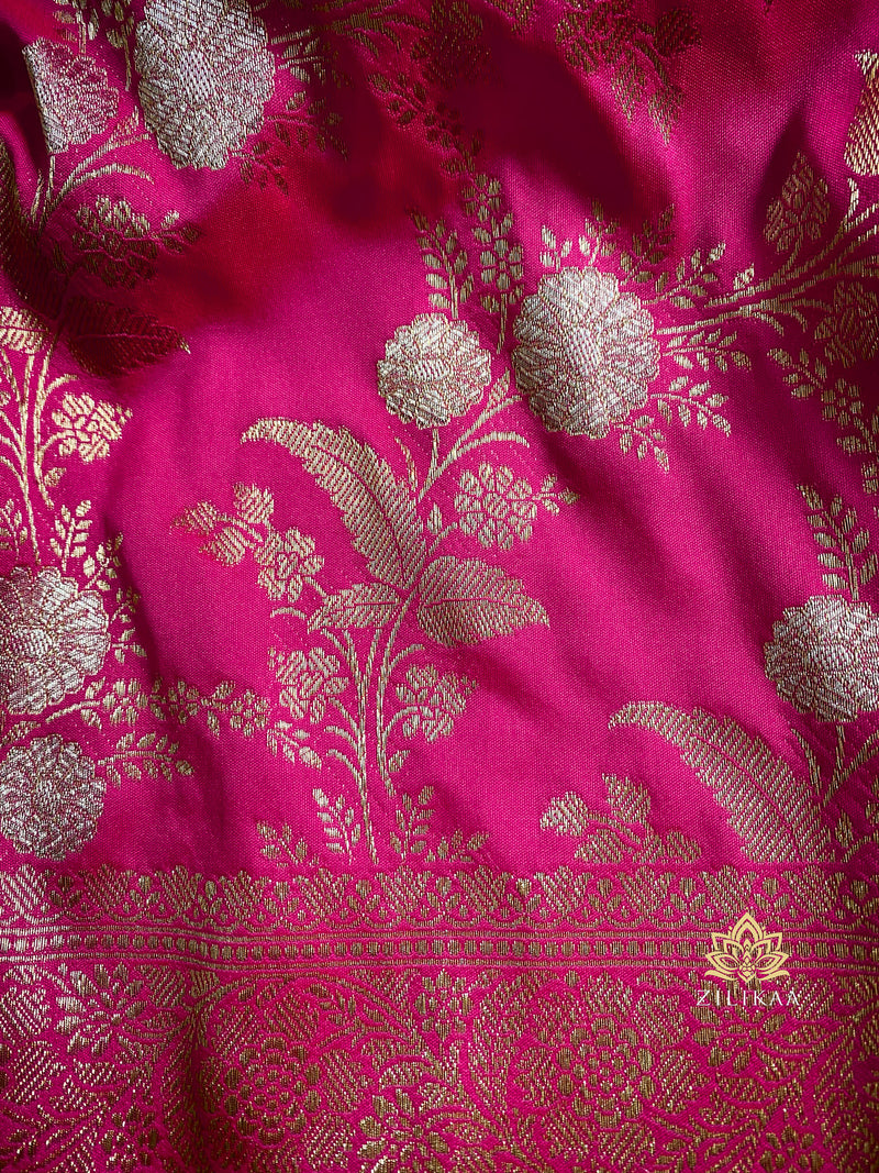 Queen Pink Banarasi Katan Silk Saree
