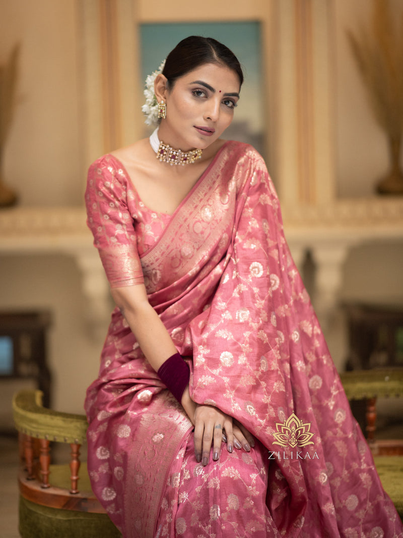 Orchid Pink Banarasi Uppada Silk Saree