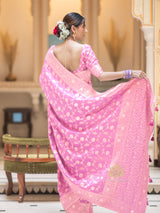 Baby Pink Banarasi Uppada Silk Saree