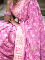 Baby Pink Banarasi Uppada Silk Saree