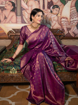 Eggplant Purple Kanjeevaram Silk Saree