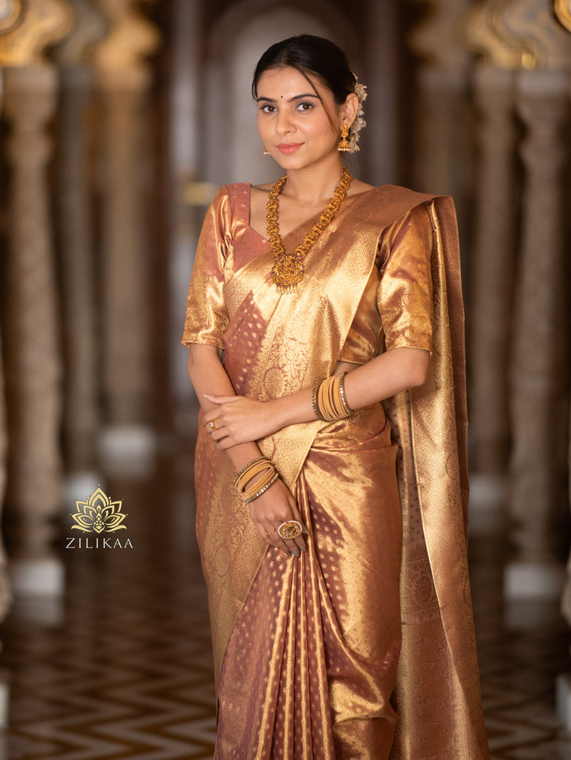 Golden Saree Jewellery To Wear On Silk Saree Caramel Gold