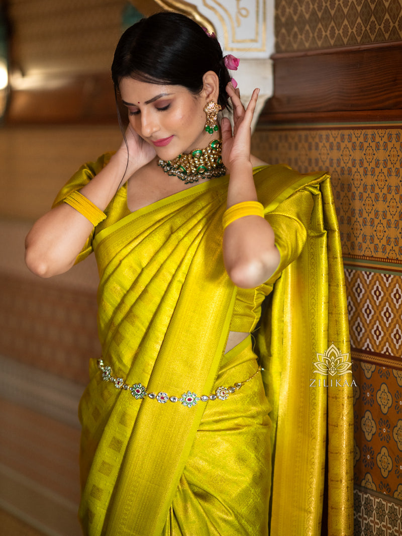 Baby Mehandi Kanjeevaram Silk Saree