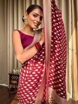 Sangria Wine Banarasi Khaddi Weaved Georgette Saree