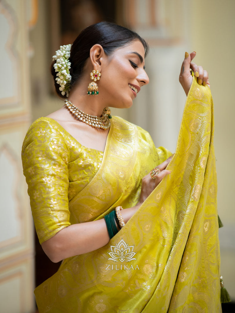 Baby Mehendi Banarasi Uppada Silk Saree