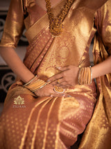 Caramel Gold Kanchipuram Tissue Silk Saree