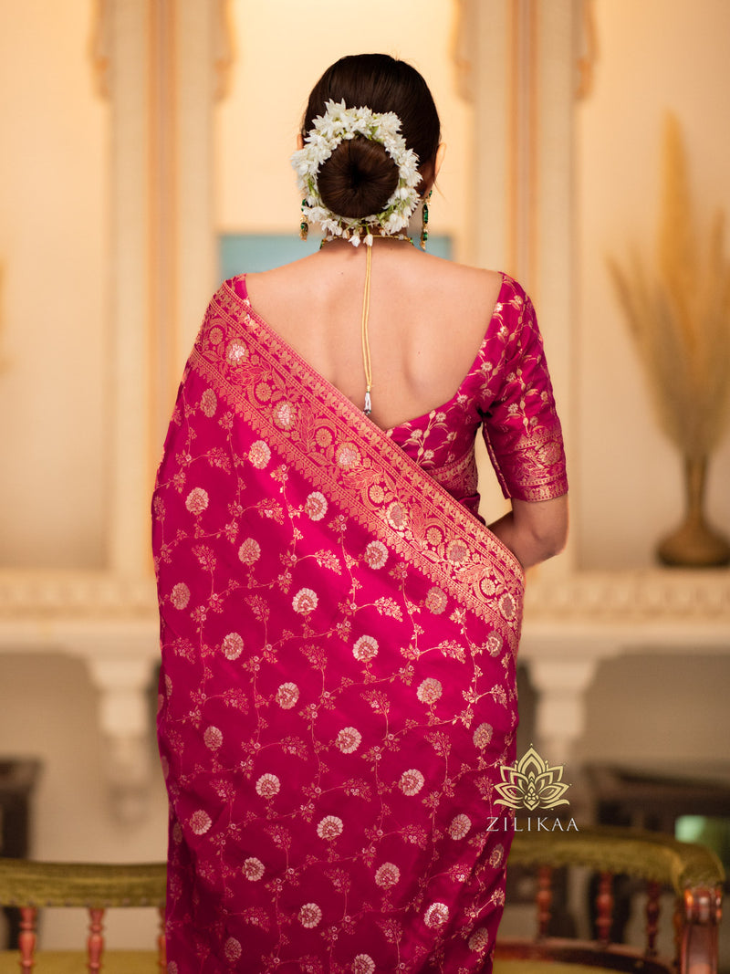 Queen Pink Banarasi Uppada Silk Saree