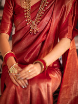 Scarlet Red Kanchipuram Silk Saree