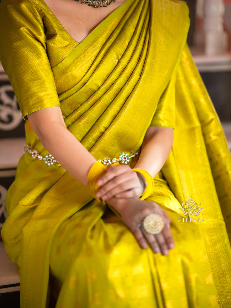 Baby Mehandi Kanjeevaram Silk Saree