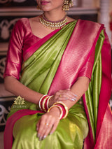 Mehendi Green with Rani Kanchipuram Silk Saree