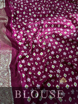 Plum Wine Zardozi Handwork Patola Munga Silk Saree