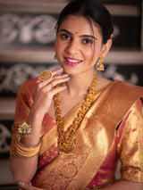 Salmon Pink Kanchipuram Tissue Silk Saree