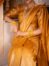 Medallion Golden Yellow Kanchipuram Silk Saree