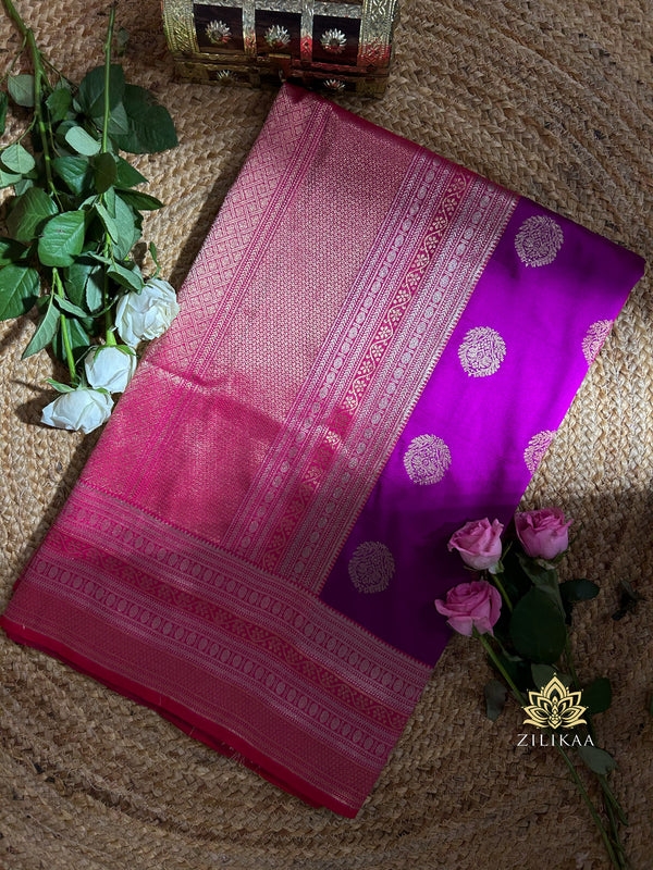 Eggplant Purple Banarasi Katan Silk Saree