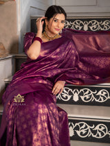 Eggplant Purple Kanjeevaram Silk Saree