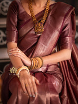 Sangria Maroon  Kanchipuram Silk Saree