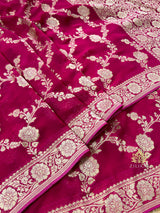 Queen Pink Banarasi Khaddi Weaved Georgette Saree