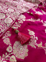 Queen Pink Banarasi Khaddi Weaved Georgette Saree