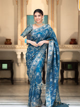Teal Blue Banarasi Uppada Silk Saree