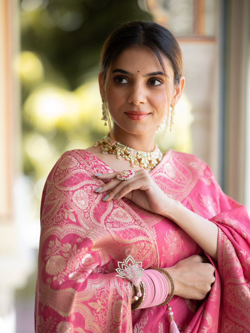 Discover 149+ jewellery for pink silk saree