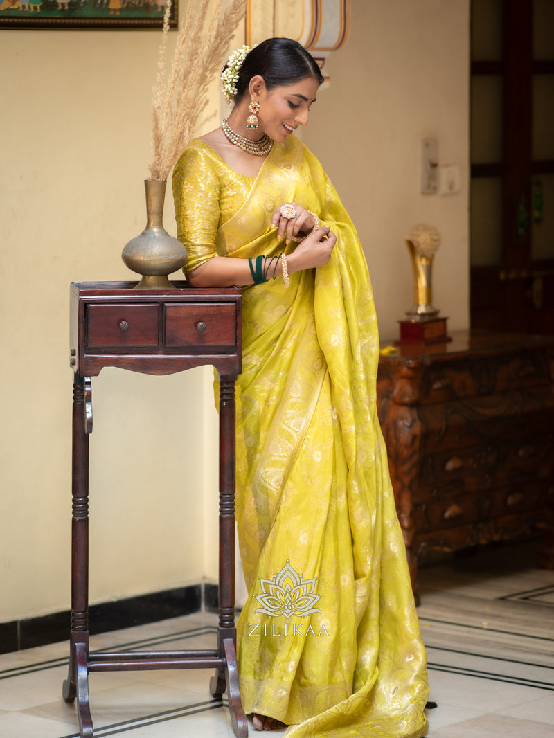 Baby Mehendi Banarasi Uppada Silk Saree