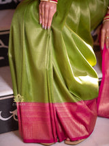 Mehendi Green with Rani Kanchipuram Silk Saree