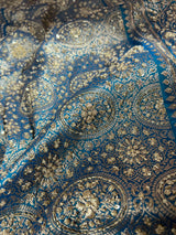 Peacock Blue Zardozi Handwork Katan silk saree