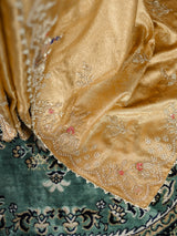 Golden Special Zardozi Hand Embroidery Kanchipuram Tissue Silk Saree