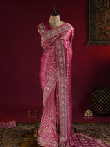 Queen Pink Zardozi Handwork Banarasi Silk Saree