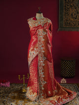 Bride Special Zardozi Hand Embroidery Kanchipuram Silk Saree