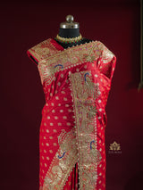 Red Special Banarasi Katan Silk Saree with Gotapatti Zardozi Handwork