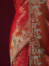 Bride Special Zardozi Hand Embroidery Kanchipuram Silk Saree