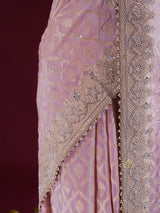 Baby Pink Zardozi Handwork Munga Banarasi SIlk Saree