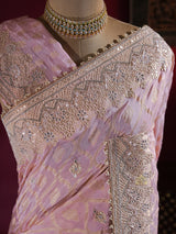 Baby Pink Zardozi Handwork Munga Banarasi SIlk Saree