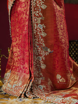 Bride Special Zardozi Hand Embroidery Kanchipuram Silk Saree