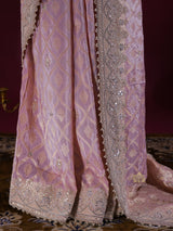 Baby Pink Zardozi Handwork Munga Banarasi SIlk Saree