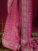 Queen Pink Zardozi Handwork Banarasi Silk Saree