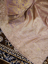 Lilac Purple Zardozi Handwork Kanchi Tissue Silk Saree