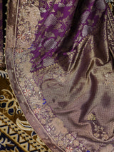 Plum Wine Banarasi Katan Silk Saree with Zardozi Handwork