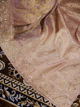 Pastel Pink Zardozi Handwork Kanchi Tissue Silk Saree