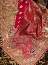 Red Special Banarasi Katan Silk Saree with Gotapatti Zardozi Handwork
