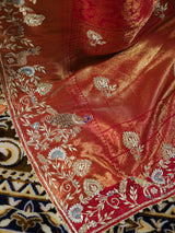 Bride Special Zardozi Hand Embroidery Kanchipuram Silk Saree