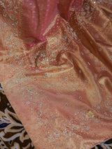 Salmon Pink Kanchipuram Tissue Silk Saree with Zardozi Hand Embroidery