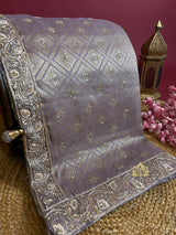 Lavender Zardozi Handwork Patola Designer Munga silk saree