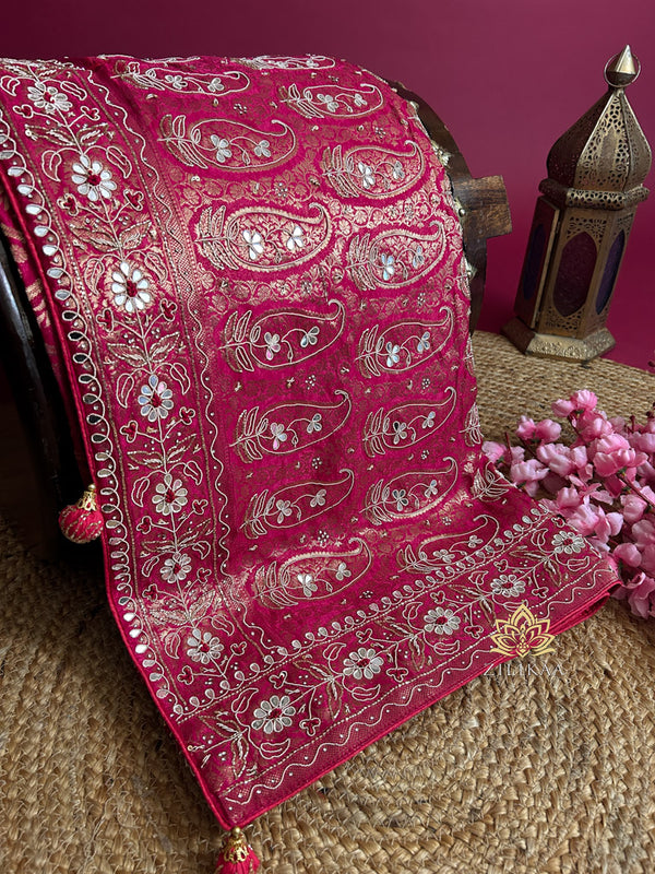 Queen Pink Zardozi Handwork Banarasi Silk Saree