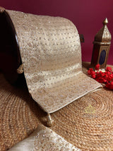 Ivory White Self Woven Kanchi Silk Saree with Zardozi Hand Embroidery