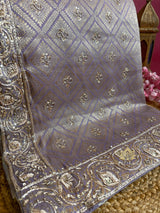 Lavender Zardozi Handwork Patola Designer Munga silk saree