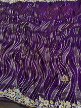 Plum Purple Munga Silk Saree with Zardozi Hand Embriodery