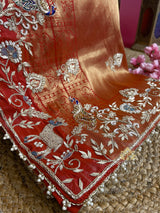 Bride Special Zardozi Hand Embroidery Kanchipuram Silk Saree